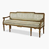 Italian Neoclassical painted and parcel-gilt silk upholstered settee