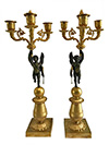 Pair of French, Empire period, bronze d'ore candelabra
