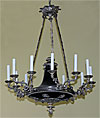 French Empire style, bronze and silver-plated (argent) chandelier