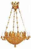 Very fine, Empire style, gilt-bronze, sixteen light chandelier of large dimension