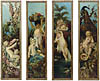 Set of four fine, German, Belle poque period painted panels